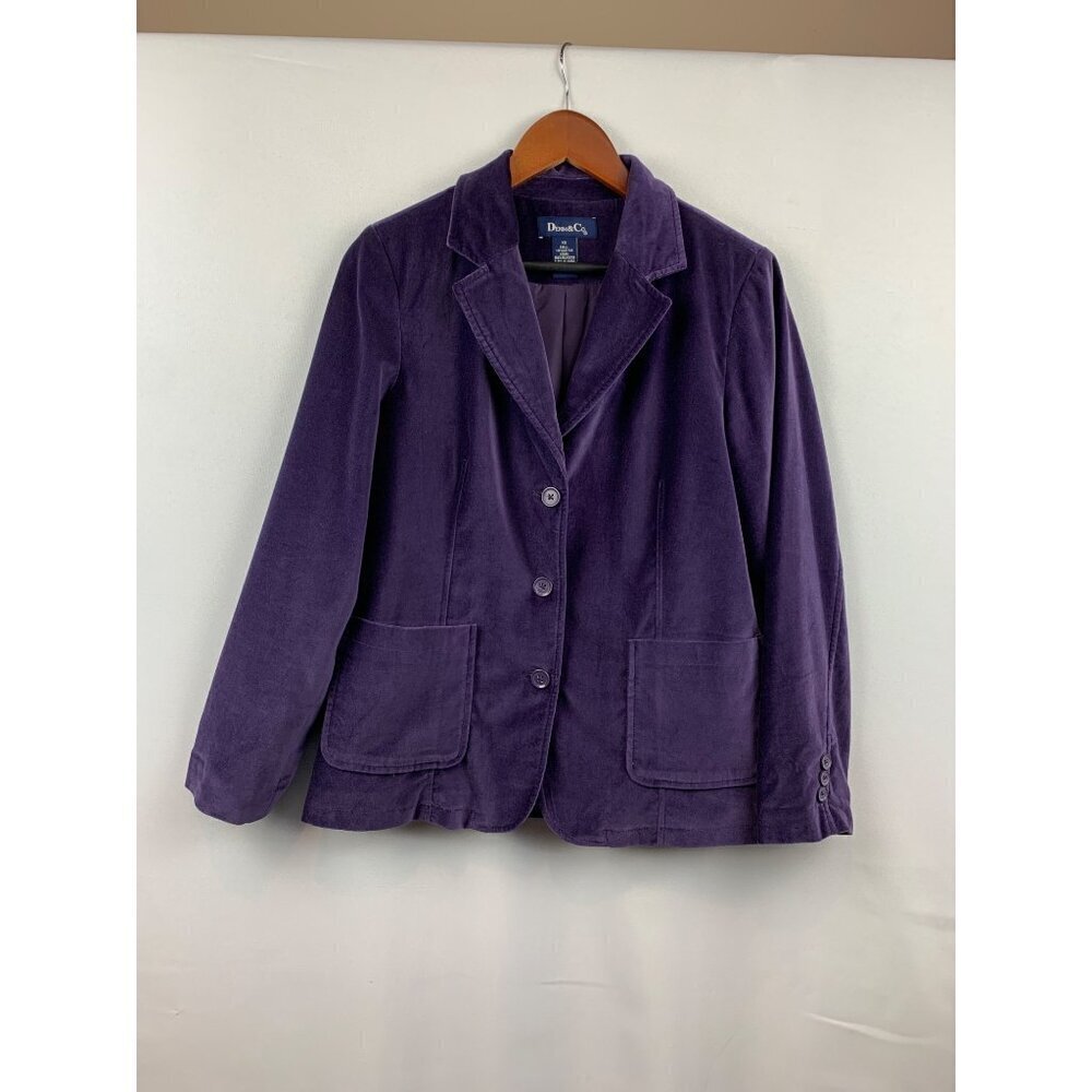 Denim & Co. Purple Corduroy Blazer XS 100% Cotton Shell